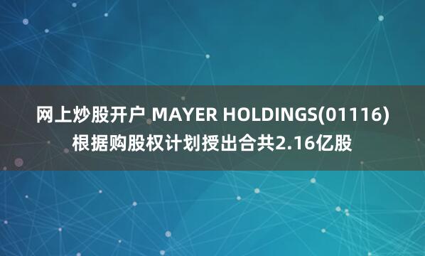 网上炒股开户 MAYER HOLDINGS(01116)根据购股权计划授出合共2.16亿股